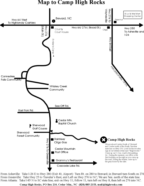 Map to Camp High Rocks